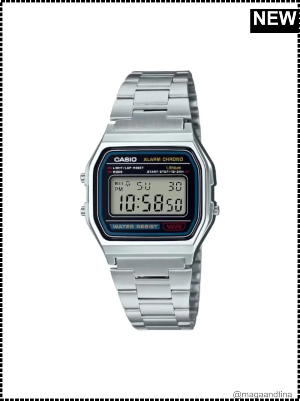 Casio Digital Watch Stainless Steel Bracelet Water Resistant Retro Unisex